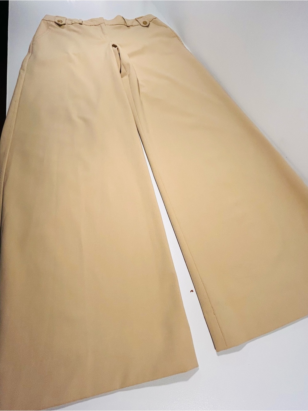 Women’s The Limited Wide Leg Crop Pants Beige Sailor Button Waist Size 6